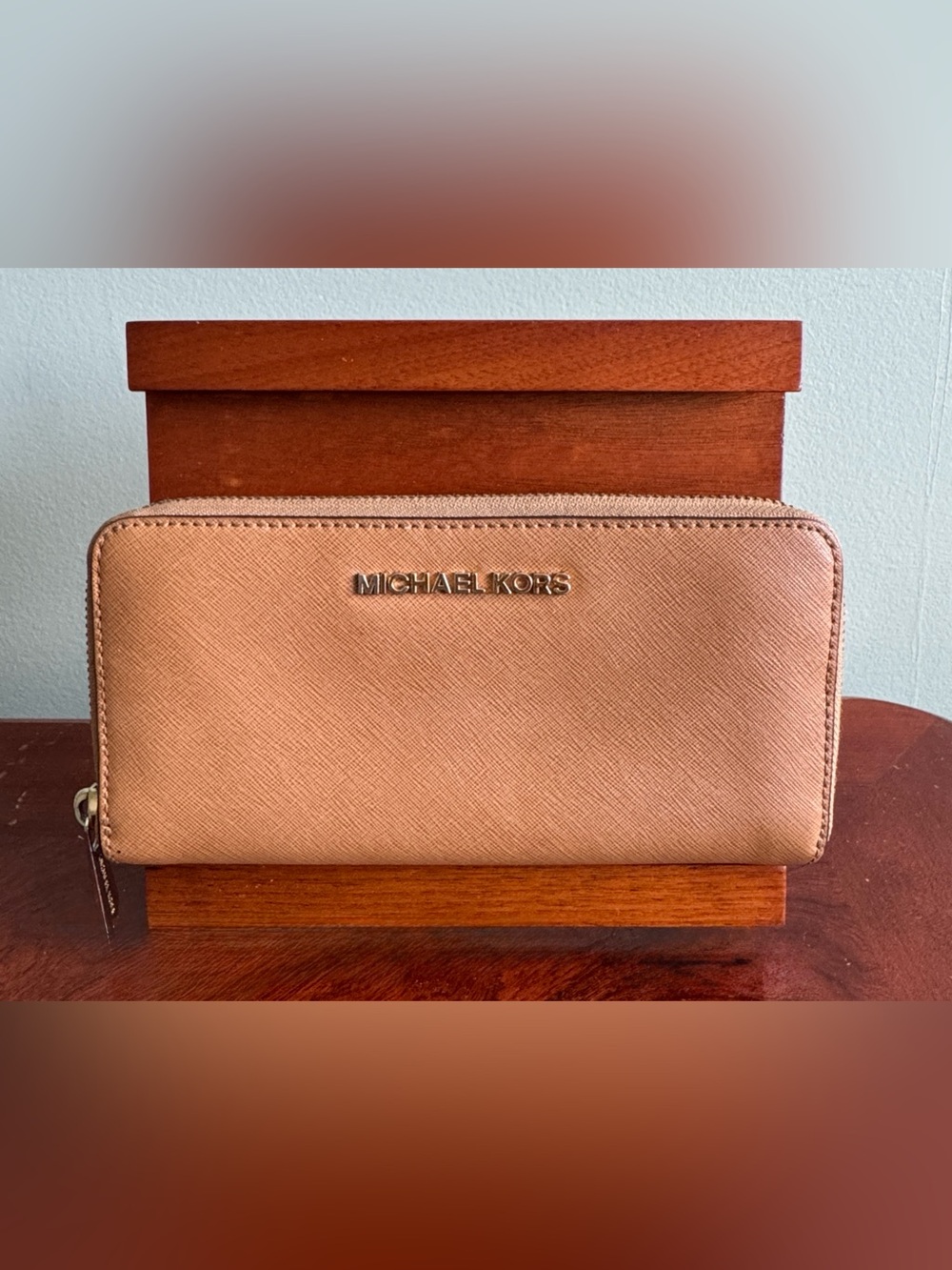 Michael Kors Continental Zip Wallet in Tan